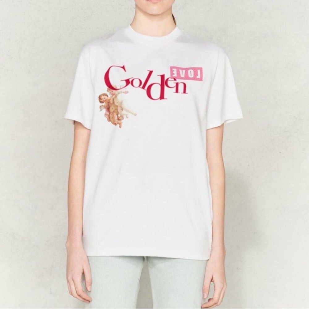 Golden Goose Cherub Logo Print Golden Love Tee Streetwear Hype Skater F10